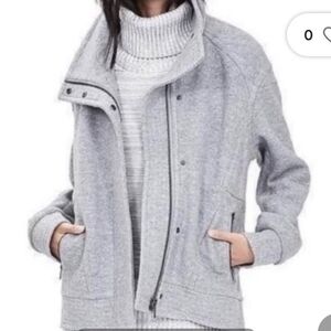 NWOT! Banana Republic Grey Wool Blend Cocoon Moto Jacket, Size XS